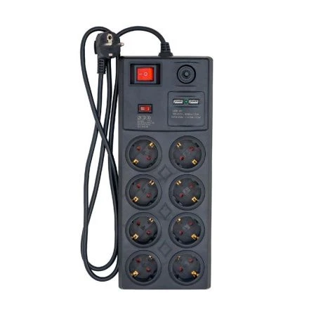 Сетевой фильтр пластик на 8 розеткок 1,5м 16А, СТАРТ  С/УД-Ф SP 8x1 ZDVT 2USB (10)