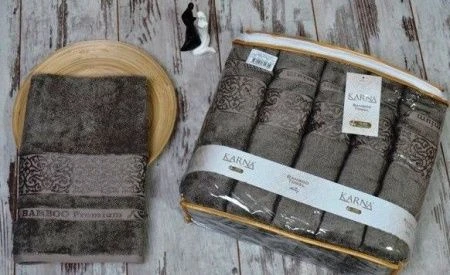яяяПолотенце 50*90 бамбук Karna PREMIUM 1-6 (Серый)