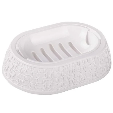 Мыльница пластик ВЯЗАНОЕ ПЛЕТЕНИЕ белая (30)
