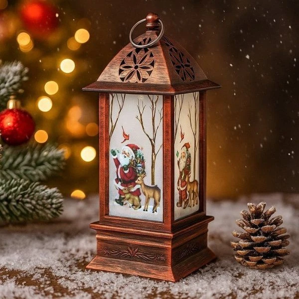 Фонарь новогодний Бронза пластик 12*5*5см работает от батареек JC-15151 (240)