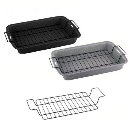 Форма для запекания 37,5*26*5,5см угл.сталь АП с решеткой для гриля, арт. 6001M (16)