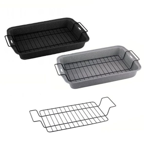 Форма для запекания 37,5*26*5,5см угл.сталь АП с решеткой для гриля, арт. 6001M (16)