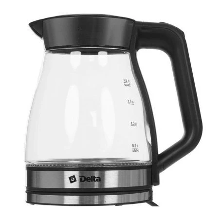 Чайник электрический 1,8л стекло 1500Вт DELTA DL-1124 черный (12)