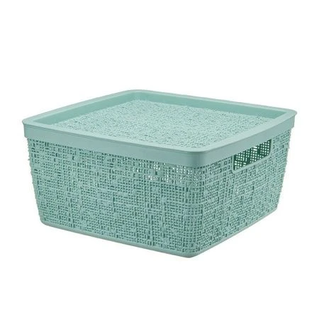 Корзина 8л 28*28*14см пластик БЯЗЬ морская волна с крышкой (10)