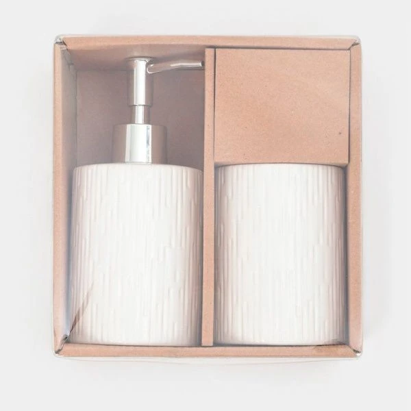 Набор для ванной "Rain", 2 предмета (дозатор для мыла, стакан), цвет белый   10938489