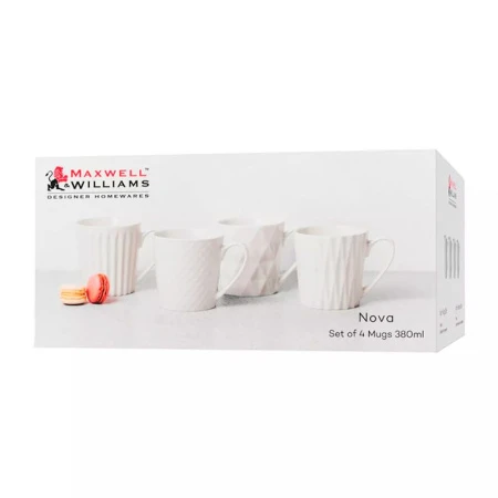 Кружки набор 4пр 380мл фарфор Nova белый Геометрия подар.уп. MW475-DI0429 (4)