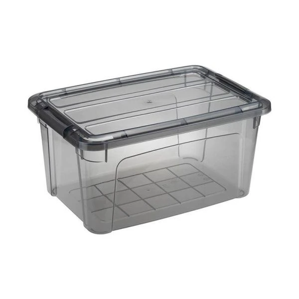 Ящик для хранения 5,7л 200*300*150мм пластик КИП с замками черный прозрачный (5)