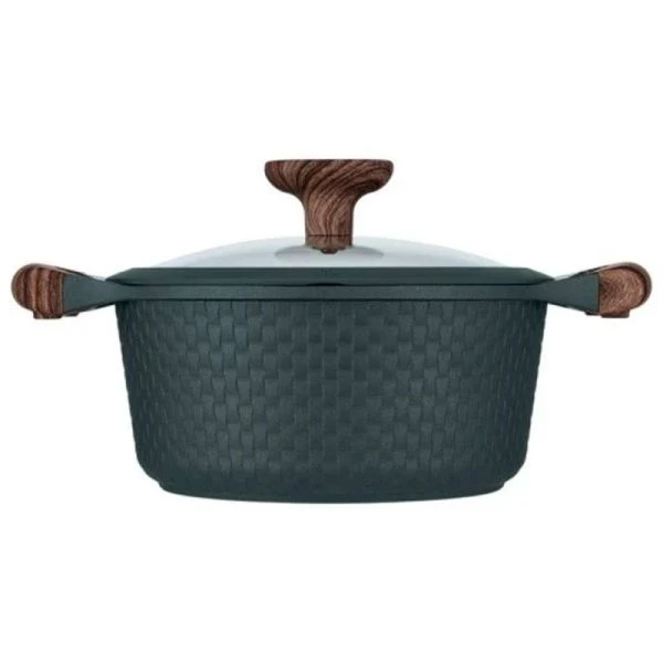 Кастрюля 2,4л h9,4см алюминий АП со стекл.крышкой с силикон.ободком 20см индукция RAN (6)