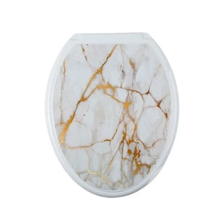 Сиденье на унитаз 450*360*38мм пластик Белый Мрамор (10)