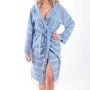Халат пештемаль 100% хлопок с капюшоном SULTAN XL голубой