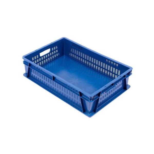 Ящик продуктовый 27л 60*40*15см пластик с перфорацией стенок цветной штабелируемый первичное сырье (1)