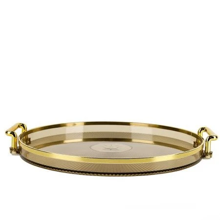 Поднос сервировочный 27см акрил/пластик с ручками (48)