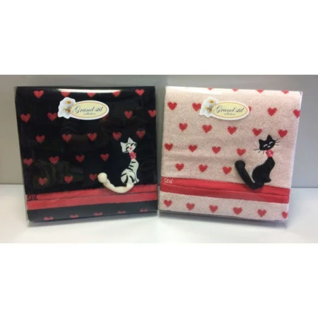 яяяПолотенце 48*90 махровое Кот с хвостом в пласт.коробке N18-33 (1)
