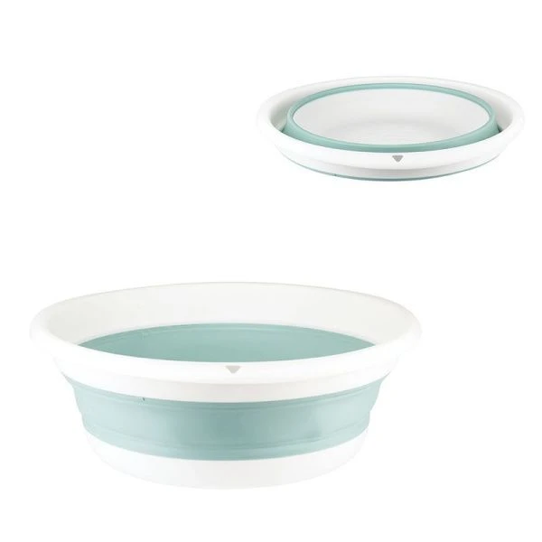 Таз 10л пластик ФЛЕКС морская волна круглый складной (14)