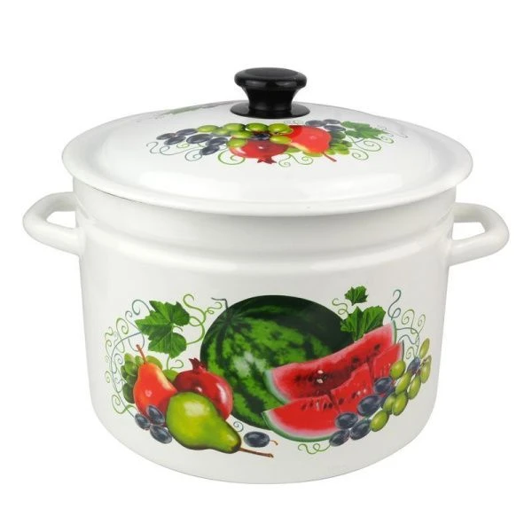 Кастрюля 9л эмаль ВОСТОЧНЫЕ ДАРЫ белая с рис. цилиндрическая борт. 41804-212/6-У (2)