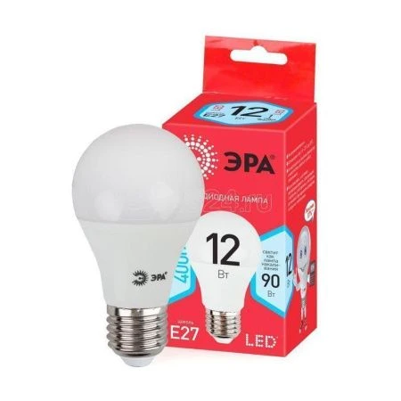 Лампа светодиодная стекло ЭРА LED smd A60-12w-840-E27 (белый свет)