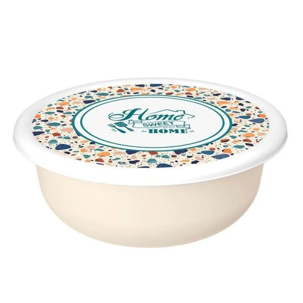 Миска 1,2л пластик Modena ТЕРРАЦЦО с крышкой светло-бежевый (18) 223133825/01