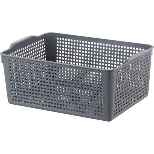 Корзинка 13л 395*272*168мм пластик ЛОФТ серый с крышкой (11)