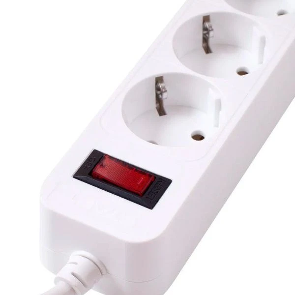 Удлинитель 5 гнезд пластик 5м 0,75кв.мм 10А ПВС с зазем, выкл-ем СТАРТ белый (20)