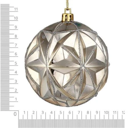 Набор формовых шаров 4шт 8см с декором , шампань, 2 дизайна, пластик СНОУ БУМ