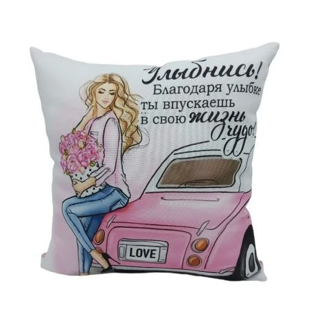 Подушка декоративная 35*35см поплин габардин ДомВелл Улыбнись
