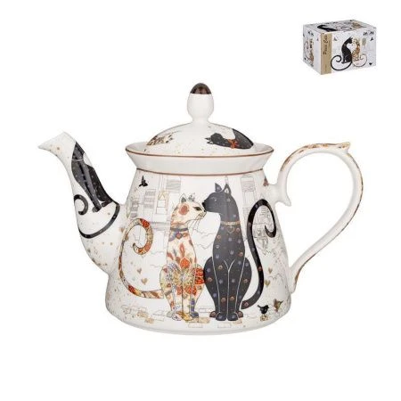 Чайник заварочный 1000мл фарфор ПАРИЖСКИЕ КОТЫ (12)