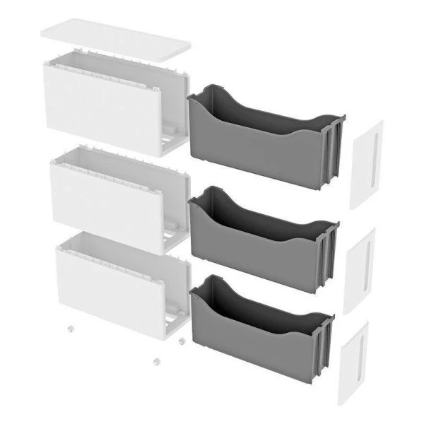 Стойка на колесах узкая 3 ящика 45*17*63,5см пластик АЛЬБА Белый (1)