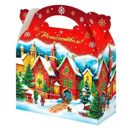 Коробка новогодняя картонная 22*9*20см 1,5кг Ретро (140)