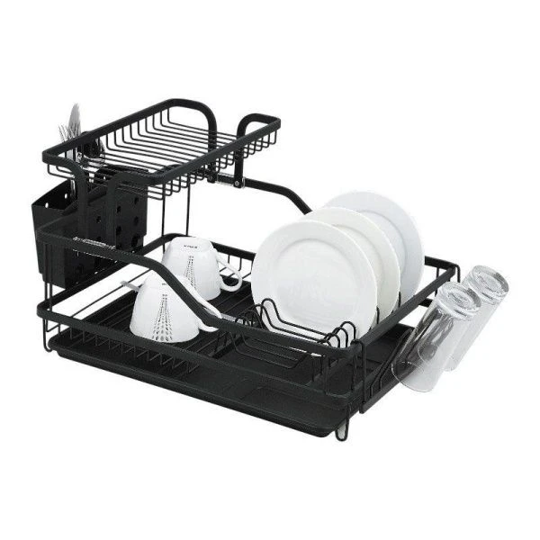 Сушилка для посуды с поддоном 57,5*35*27,5см алюминий черная арт.0750 (6)