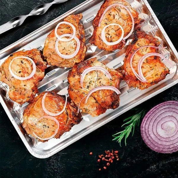 Набор форм для барбекю ал 5шт 1400мл с отверстиями 342*228мм (дно 328*214мм, выс. 24мм) PATERRA (10)