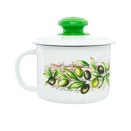 Кружка 1л эмаль ОЛИВЫ ТАСКАНЫ с крышкой (8)