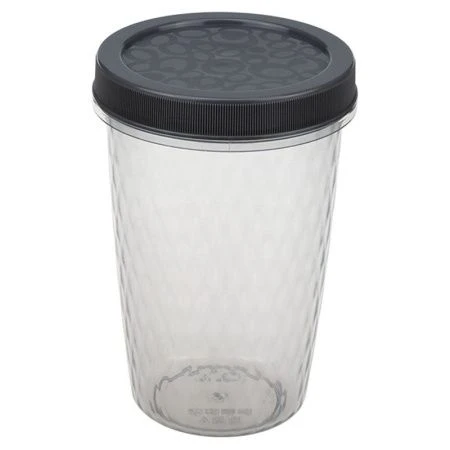 Банка для продуктов 1л пластик РОЛЛ с завинчивающейся крышкой Графитовый (16)