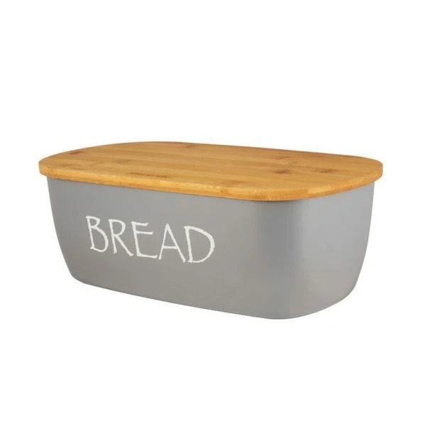 Хлебница 36*20,2*13,5см бамбук с крышкой серая арт.1132 (8)