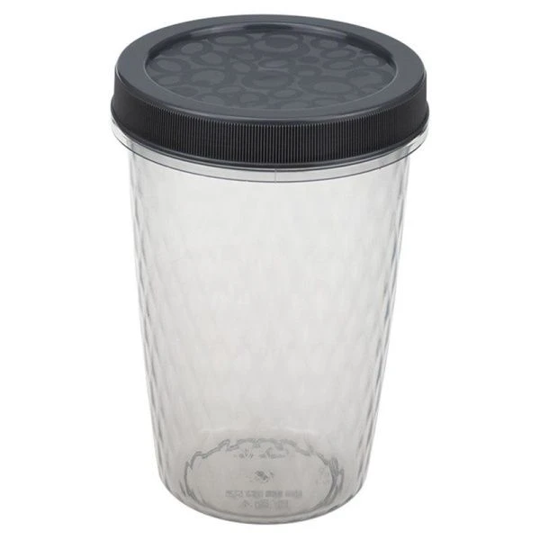 Банка для продуктов 1л пластик РОЛЛ с завинчивающейся крышкой Графитовый (16)