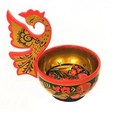 Чашка 400мл 7,5*14см дерево Жар птица с росписью высота с птичкой 19см (1)