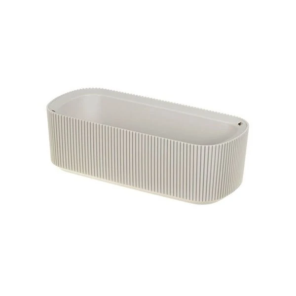 Кашпо 1,7л 290*130*мм пластик СТРИП Кремовый со вставкой (9)