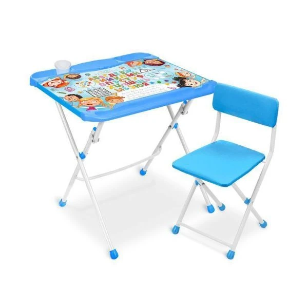 Комплект (стол, пенал, стул иск.замша) металл/пластик НАШИ ДЕТКИ КНД4П/1 С азбукой в кругу друзей