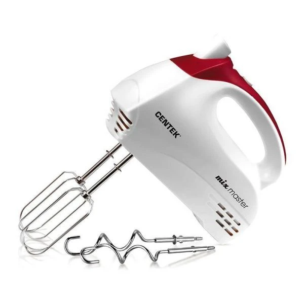Миксер нерж.сталь/пластик Centek CT-1117 белый/вишня 350Вт,5 скоростей+турбо,взбив./замеш.(12)21789