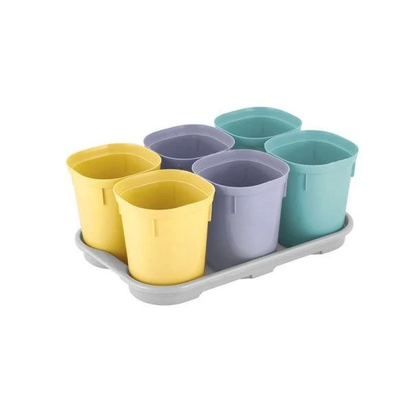 Набор многоразовых горшков для рассады 6шт*400мл пластик со съемным дном 6 таблеток (12)