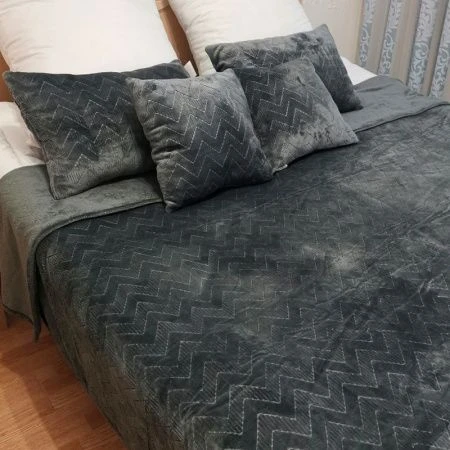 Плед 200*220 фланель двухсторонний ДомВелл рис. Зигзаг серый Плед 200*220 фланель двухсторонний ДомВелл рис. Зигзаг серый