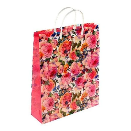 Пакет с пластиковой ручкой полиэтилен  32*40*10см Английские розы (12/144)