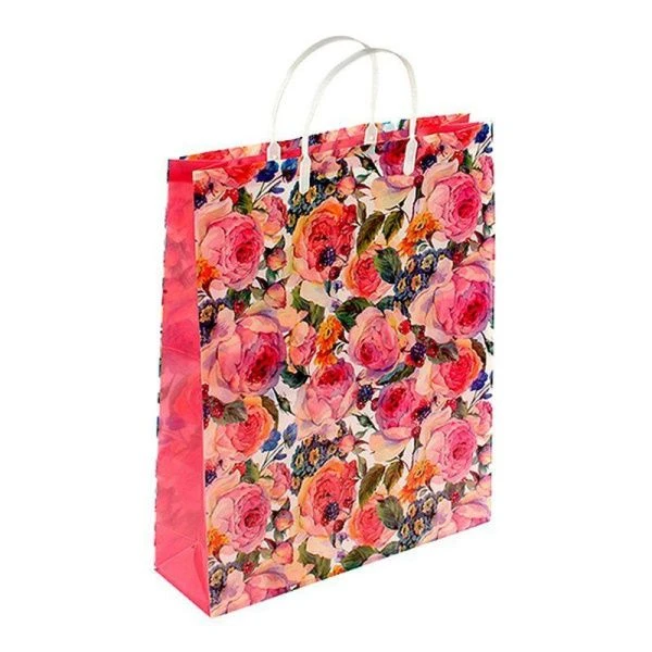 Пакет с пластиковой ручкой полиэтилен  32*40*10см Английские розы (12/144)