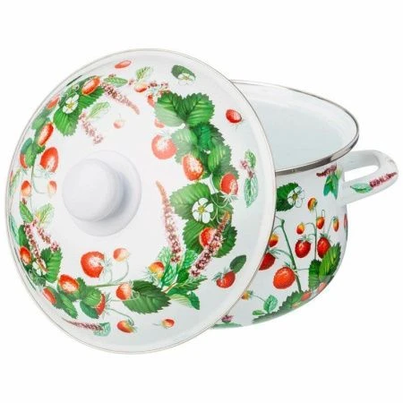 Кастрюля 3,6л эмаль ФРУКТОВАЯ КОРЗИНА с крышкой 22см, выс.13см (6)