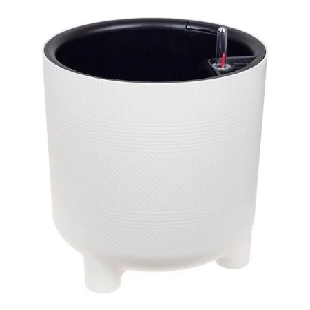 Кашпо 7,8л 280мм пластик РАМОНА со вставкой белый ротанг (1)