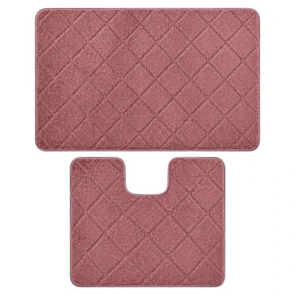 Набор ковриков в ванную 2пр 50*80/40*50см полипропилен MAXIMUS PLAID DUSTY ROSE 2580
