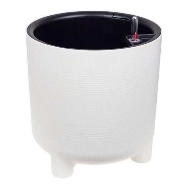 Кашпо 7,8л 280мм пластик РАМОНА со вставкой белый ротанг (1)