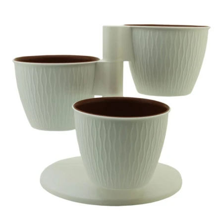 Горшок цветочный 27*22см пластик КАСКАД-ПИРАМИДА белый (7/10)