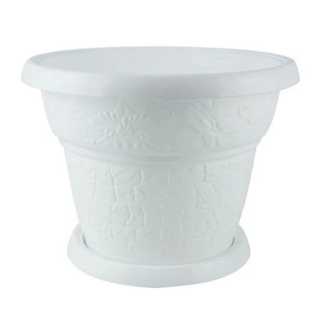 Кашпо 8л д300мм пластик ФАНТАЗИЯ №5 с поддоном белый Ме (15)