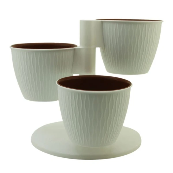 Горшок цветочный 27*22см пластик КАСКАД-ПИРАМИДА белый (7/10)