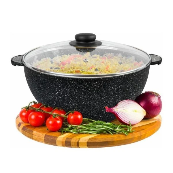 Казан ал АП 4л ГРАНИТ МЕЧТА со стекл.крышкой 24см Dariis КЗ-4 (3)